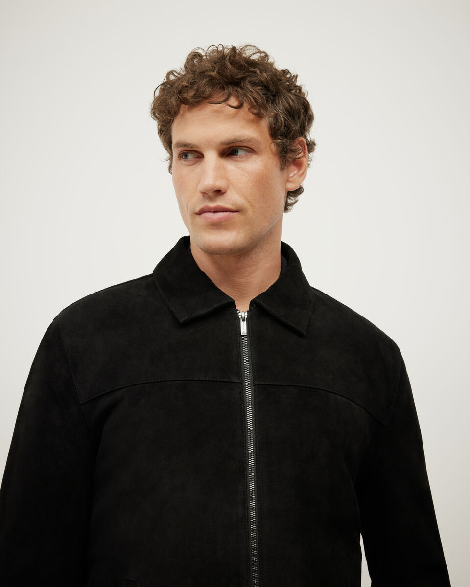 Owen Premium Suede Leather Jacket, Black, hi-res